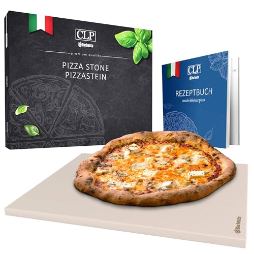 CLP Pizzastein eckig aus Cordierit mit Rezeptbuch für Backofen & Grill 38x30 cm I Einzeln oder als Set mit Pizzaschieber und Schneider, Set-Inhalt:Pizzastein CLP Pizzastein eckig aus Cordierit mit Rezeptbuch für Backofen & Grill 38x30 cm I Einzeln oder als Set mit Pizzaschieber und Schneider, Set-Inhalt:Pizzastein