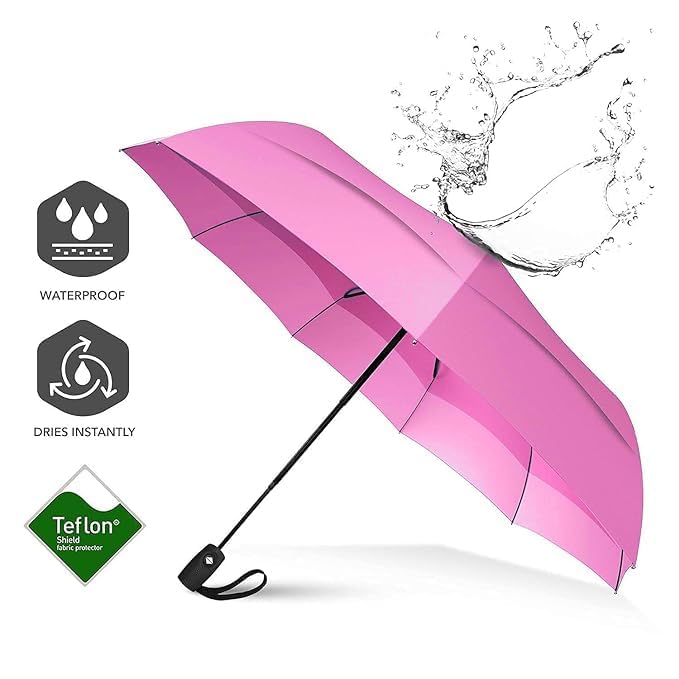Image of TEKCOOL Umbrella, UV Big Size Umbrella for Sun Protection Rain Windproof Strong large 3 fold for men women kids boys girls Perfect small & stylish Windproof & Compact(Green)