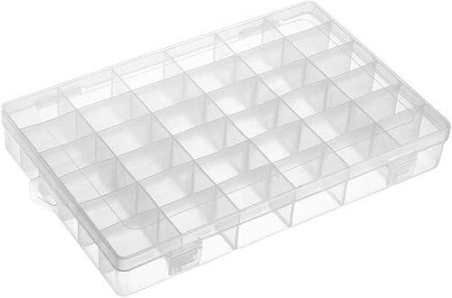 uxcell Caja de almacenamiento de componentes - PP Fijo 36 Rejillas Componentes Electrónicos Contenedores Cajas de Herramientas Blanco Claro