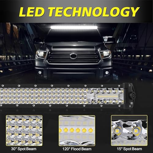 Image of 52 Inch LED Light Bar 380W Combo Quad Row Off Road Driving Light | Super Bright Quad Row LEDs, Spot Flood Combo LED Work Light Roof Light Bar for Truck Pickup Tractor Chevy Ram Wrangler Boat