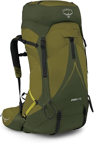 Osprey Atmos AG LT 50L Mochila de mochilero para hombre, Scenic ValleyVerde Peppercorn, LXL