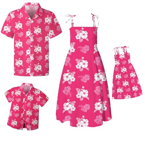 Image of SANGTREE Family Matching Hawaiian Outfits , Casual Beach Travel Clothes ，Vacation Clothing Set for Women & Men & Girls & Boys