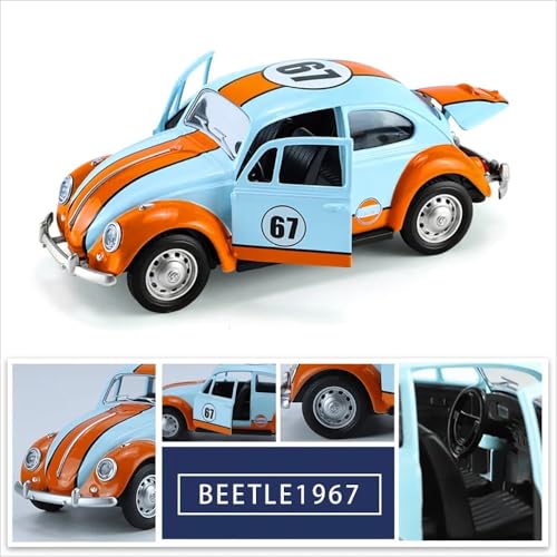 Image of 1:18 Beetle Vintage Diecast Car | Classic Metal Toy Vehicle with Pull Back Action, Light & Sound | Openable Doors | Collectible Car Toy for Kids & Adults