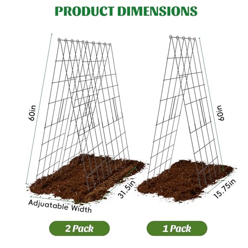 DOLEMODUO 2 Pack Cucumber Trellis, 60inch A-Frame Rustproof Steel Wire Garden Trellis for Raised Beds, Heavy Duty Climbing Plants Supports for Cucumber,Tomato, Climbing Plants and Flowers by DOLEMODUO - Image 3