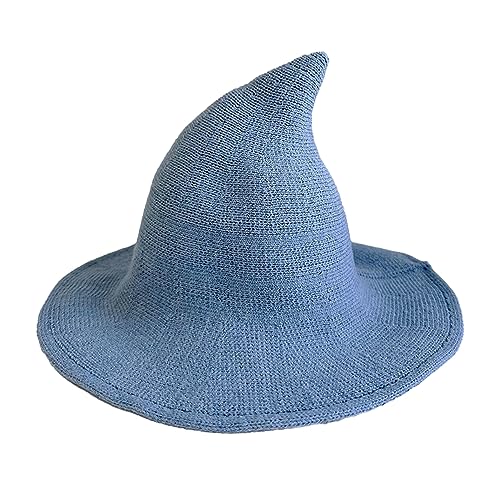 Domary Chapéu de bruxa de lã, chapéu de feiticeiro de malha, fantasia de bruxa para mulheres, fantas