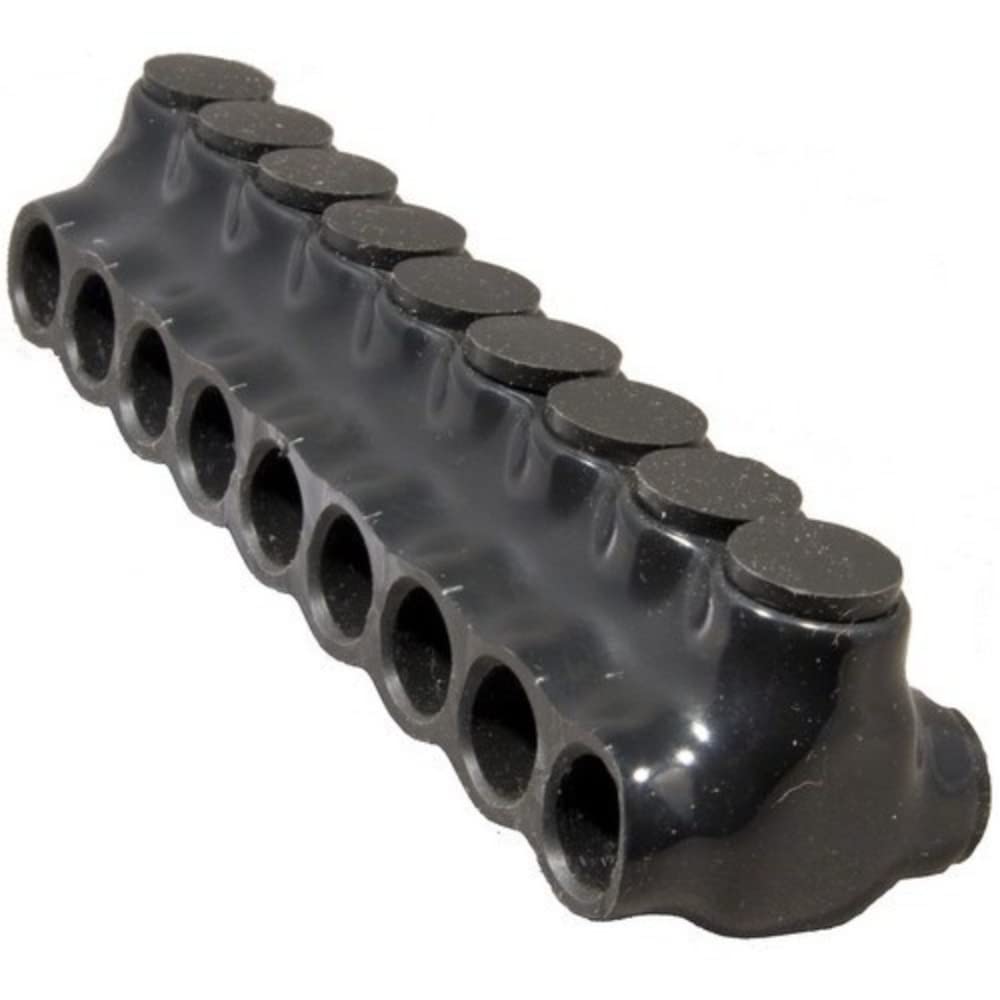 Morris Products 97639 Black Insulated Multi-Cable Connector - Dual Entry 9 Ports 2/0-6 Wire Range, 2-Pack