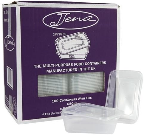 Jena Plastic Take Away Containers, 100 x 650ml (2 PACKS)