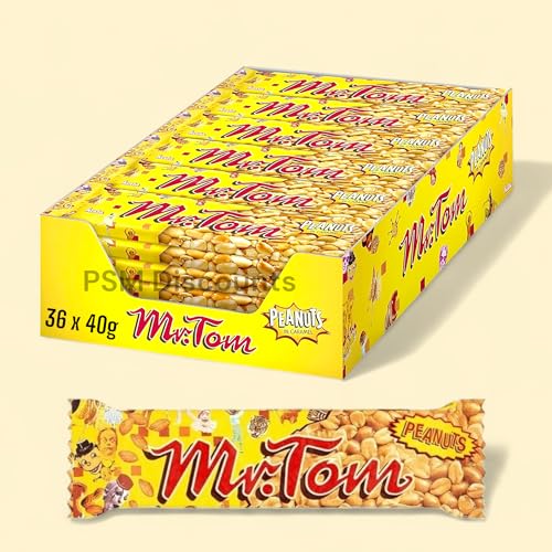 Mr. Tom Peanut Bar 36 x 40g, Perfect for Gift Box, Roasted Peanuts in Caramel
