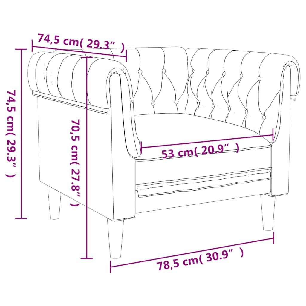vidaXL Chesterfield Sessel, Polstersessel mit Armlehnen Rückenlehne Stützbeine, Loungesessel für Wohnzimmer, Clubsessel, Modern, Dunkelbraun Stoff