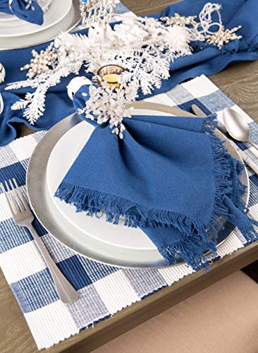Dii Buffalo Check Collection, Classic Farmhouse Tabletop Set, Placemat Set, 13X19, Navy & Cream, 6 Piece #TOP4