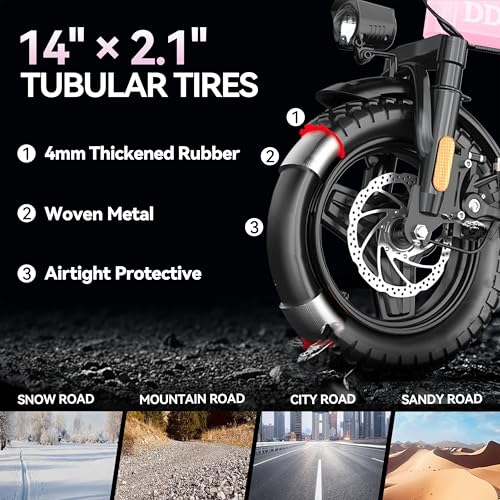 Folding Electric Bike, Peak 800W Motor 25MPH,48V 14Ah