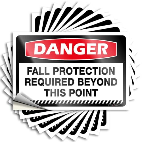 Funny Car Decals Danger Fall Protection Required Beyond This Point Stickers 10Pcs Tool Box Stickers Stickers Car(6X9CM)