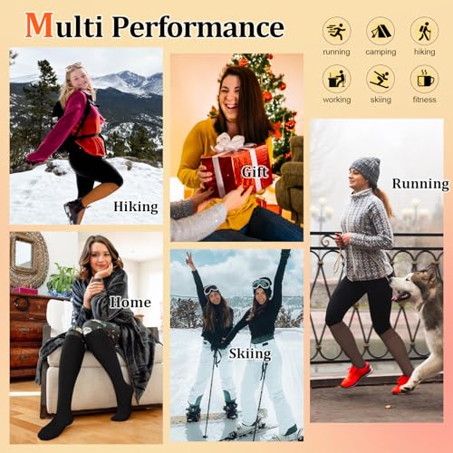 CTHH 3 Pairs Warm Knee High Socks for Women - Thick Cotton Thermal Boot Socks for Hiking, Running, Work, Gifts, Winter2