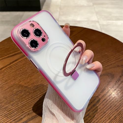 Étui de téléphone magnétique rose pour iPhone 14 Pro Max anti-chute et béquille