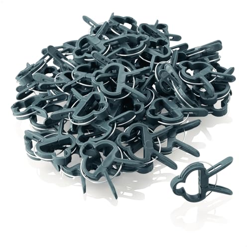 com-four® 60x Pflanzenklemmen klein - Rankhilfen zur Sicherung von Pflanzen - Pflanzenklammern für Planen - Rankkäfige für Tomaten - Rosenklammern - grüne Pflanzenclips (60 Stück - 4x2.5cm)