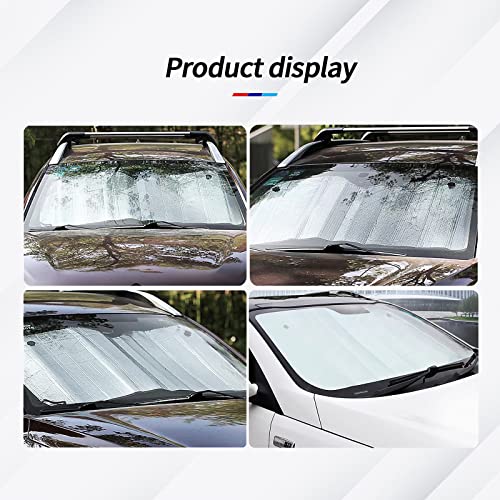 QODOLSI Pack-1 Car Windshield Sunshade, 51.1\" x 23.6\" Front Windshield Sunscreen Heat Shield, Front Window Sun Protector Cover, Universal for Auto SUVs UV Rays & Sun Heat Interior Protector (Silver)