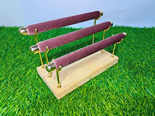 Image of Wooden Bangle Stand Gold Metal Chrome Finished Wooden Jewellery Display Stand