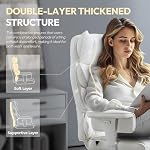 Dowinx Big and Tall Office Chair with Pocket Spring Cushion,High Back Computer Gaming Chairs with Adjustable Armrests and Lumbar Support,Executive Desk Chairs with Footrest(PU Leather,White) - Image 3