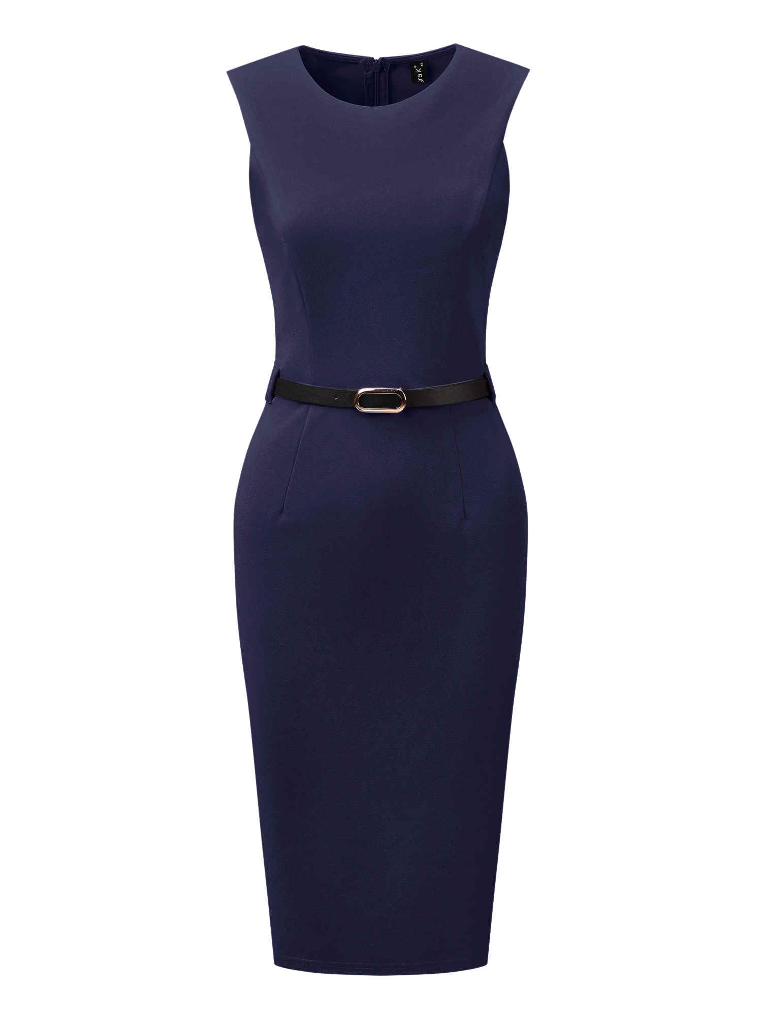 Allegra K Work Dress for Womens Sleeveless Office Round Neck Belted Business Pencil Dresses