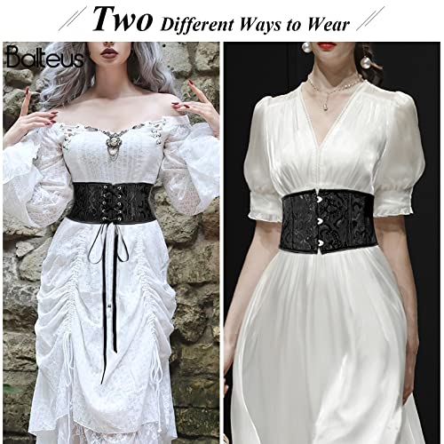 Floral Corset Waist Belt For Women,Lace Up Waist Belt Wide Waistband Obi Tied Waspie Belt For Wedding Halloween #TOP1