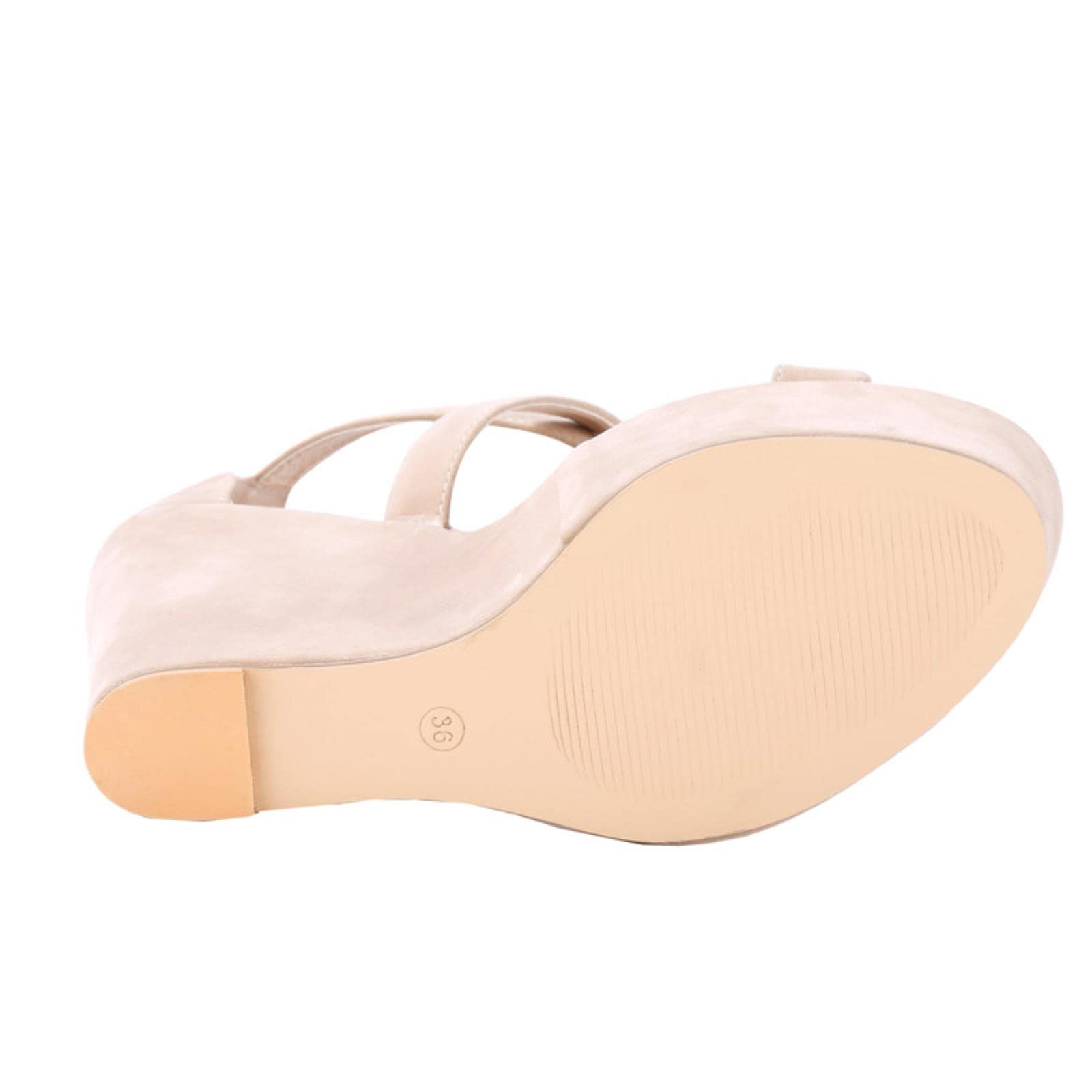 Sandali da donna Nude Nuova Suola spessa Cashmere Gladiatore Sandali Zeppa Casual Tacchi Alti Scarpe Da Donna Estate Festa di Nozze