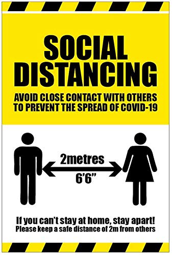 Social distancing, If you can't stay at home stay apart coronavirus Self adhesive vinyl sign 300x400mm