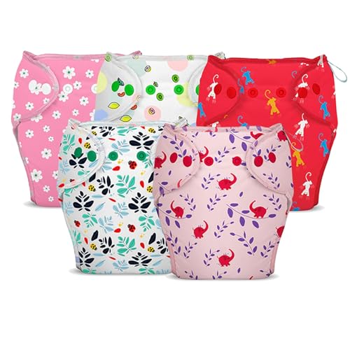 Image of Bumberry New & Improved Smart Nappy Cloth Diaper For New Born Baby (SM |4-9 months) | Holds Upto 3 Pees With Extra Absorption & 100% Leak Protection All in One Diaper For Just Borns - 5 Pcs - Kit 2