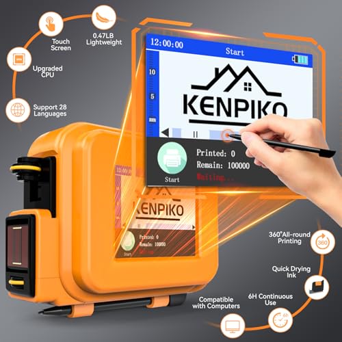 Image of Handheld Inkjet Printer KP-mini, Portable Inkjet Printer with 42 ML Quick-Drying Ink Cartridge, Pocket Handheld Ink Jet Printers Gun 0.5 Inch Print Height for Barcode, Logo (28 Languages)