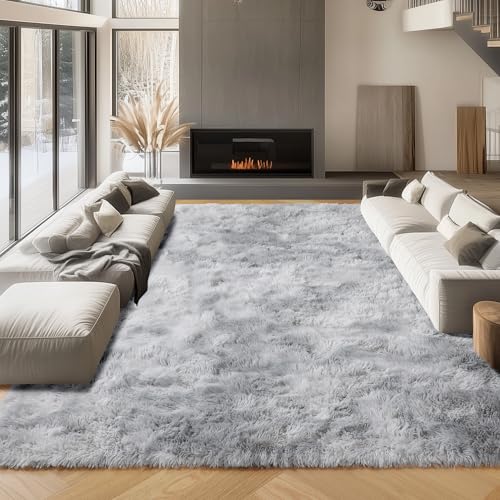 ONASAR Area Rugs 9x12 Living Room, Tie-Dyed Light Grey Large