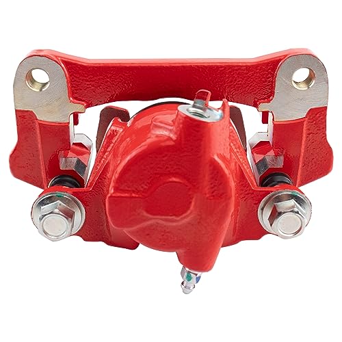 Image of TRQ Rear Brake Caliper Set Painted Red Brackets Compatible with 2003-2009 Toyota 4Runner 2007-2014 Toyota FJ Cruiser