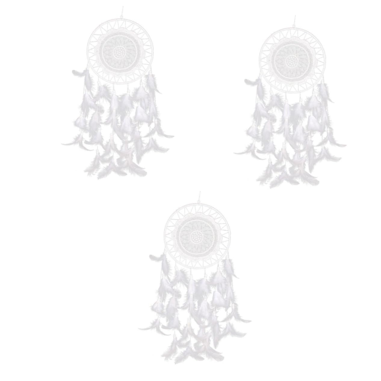 Amosfun 3stücke Handgefertigter Dreamcatcher Mit Weißer Spitze Und Perlen Und Autodekoration Für Harmonisches Zuhause Als Für Besondere Anlässe