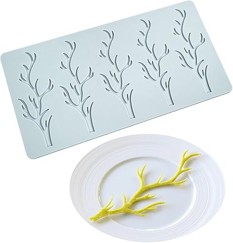 Miniatura 8 de TUKE Tuile Moldes de ramas 3D, moldes de silicona para fondant, moldes de silicona huecos de encaje de caramelo para hornear, arcilla polimérica,
