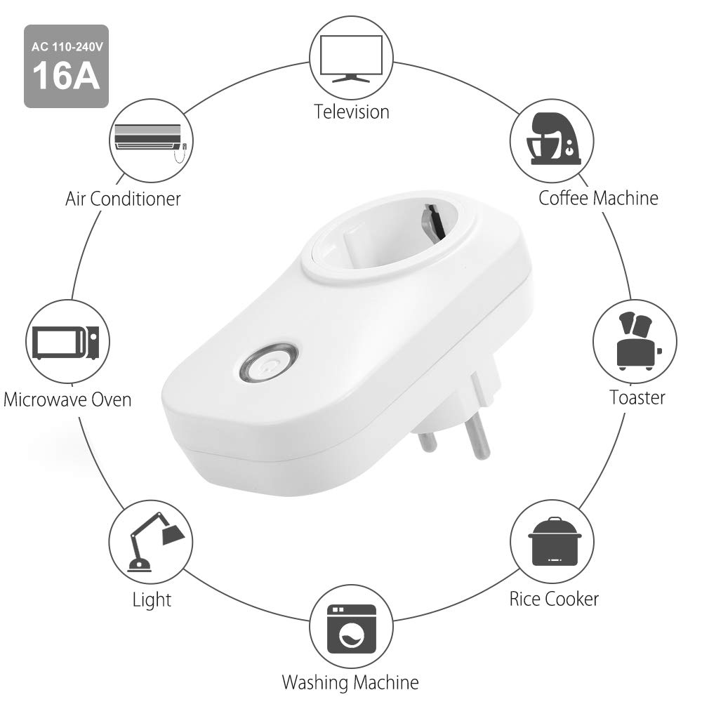 51kAI8dnZML._SL1000_ Ubersweet® Smart Power Plug Smart Home Socket Voice Control Compatible with & for Google Home IFTTT Tmall Elf Timing Function App Remote Control from Anywhere 16A with Power Consumption Function |||