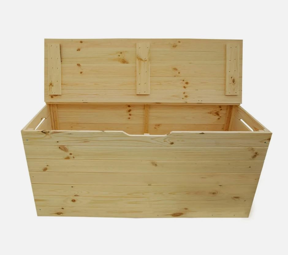 Generisch Gartenbox Holzkiste Auflagenbox Gartentruhe Unbehandeltes Holz Natur 100/75 cm (88 l)