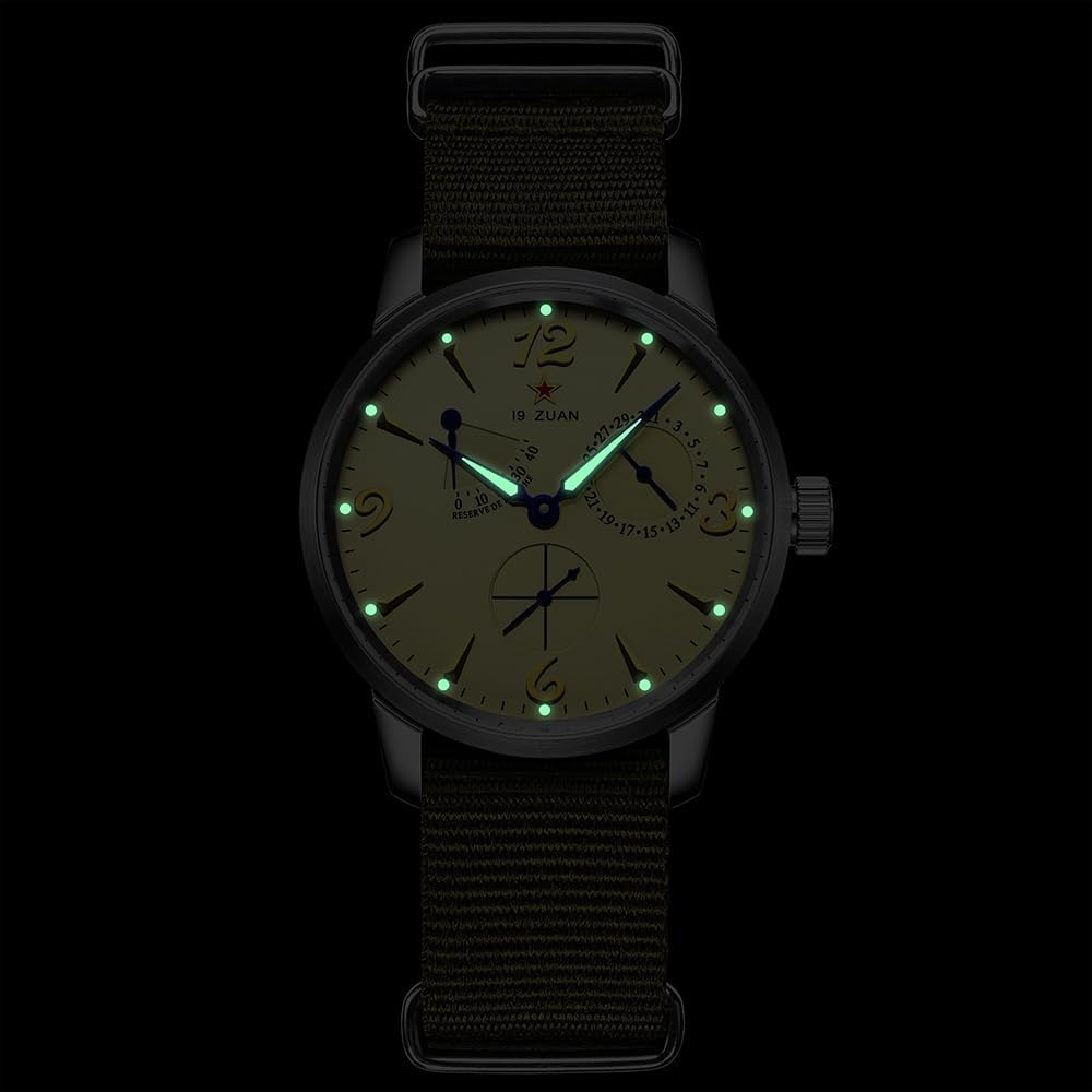 SEAKOSS 40 mm automatische mechanische Armbanduhr 1963 Möwe ST1780 Uhrwerk Vintage Pilotenuhr für Herren, Gangreserveanzeige, Datumsanzeige, Saphirglas, 5 ATM wasserdicht, Grün , Retro