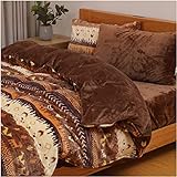 Lemon Bear 【あったかリバーシブル仕様】掛け布団カバー ダブル あったか 極暖 厚手 布団カバー 冬 毛布にもなる2WAY仕様 掛けカバー 掛けふとんカバー 蓄熱保温 ダブルファスナー スナップボタン 静電気防止 抗菌防臭 ポリエステル (190×210cm 鹿柄)