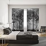 MESHELLY Black Tree Forest Curtains 42(W) X 63(H) Inch Rod Pocket Gothic Bedroom Decor Men Spooky Mo