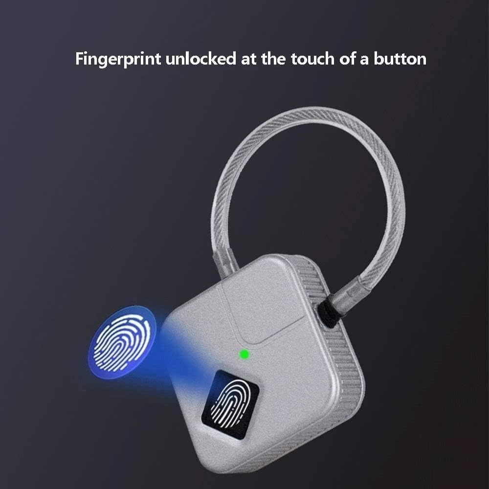 Lucchetto senza chiave con impronta digitale, Lucchetto Smart Lock con impronta digitale for palestra, scuola, zaino, valigia, viaggio, nero, 85x53x13,7 mm