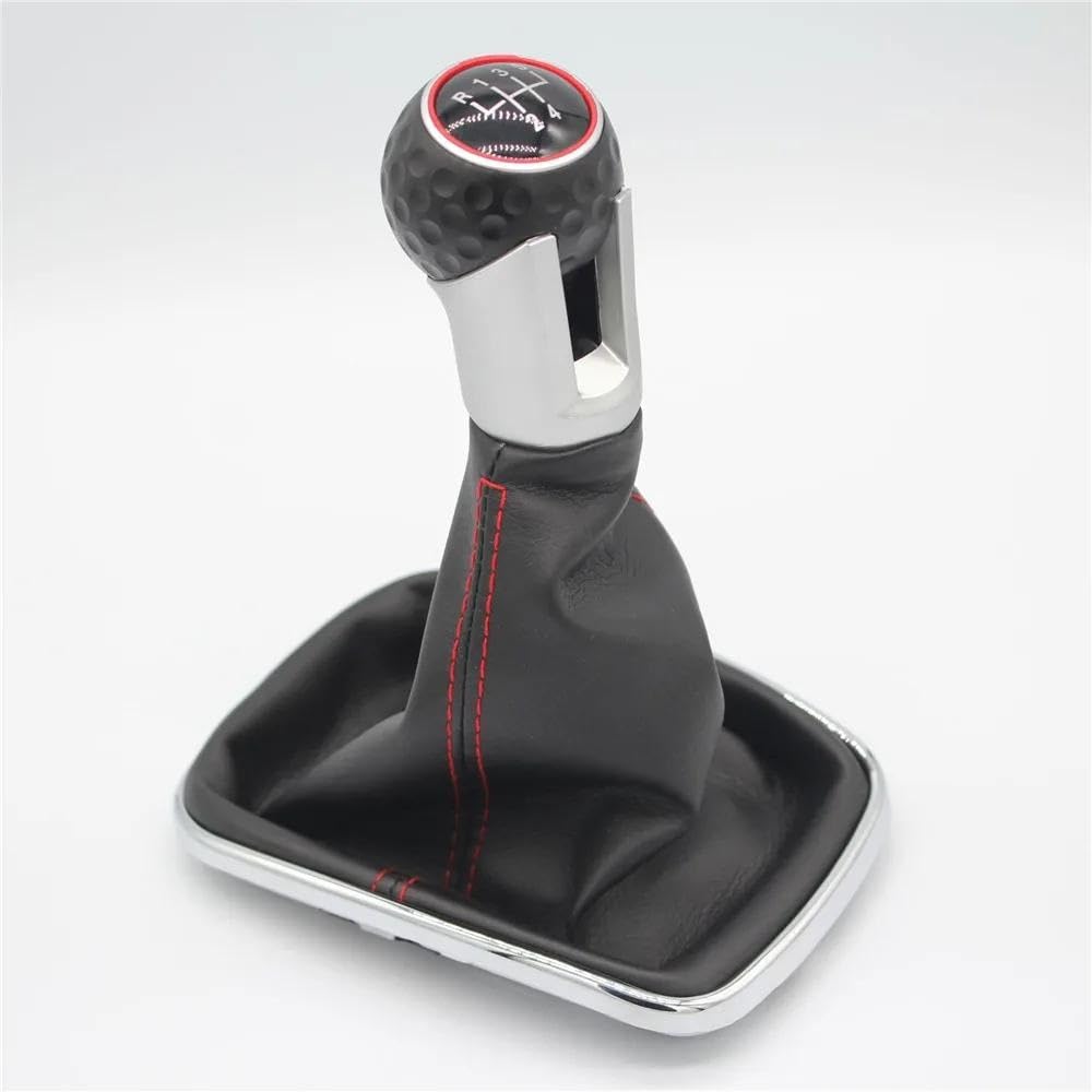 FSOZDBBPL Automotive Parts for Golf 4 IV MK4 GTI R32 for Bora for Jetta 1999-2004 5/6 Speed Gear Shift Knob Lever Gaiter Boot 12mm(Red-line 5 Speed)