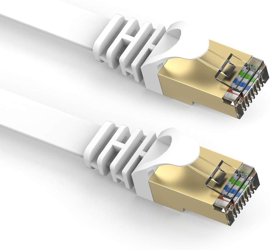 VANDESAIL Cat 7 Ethernet Cable 30 ft, Triple Shielded Solid Flat Internet Network Computer Patch Cord, Faster Than Cat6/Cat5 Network, Cat7 High Speed LAN Wire with RJ45 for Router, Modem, Gaming