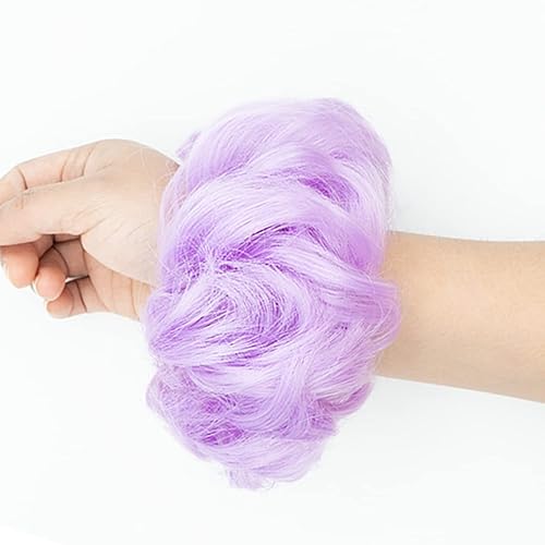 Miniatura 4 de 1 pieza de pelo desordenado de moño para mujeres y niñas, extensiones de cabello sintético rizado ondulado para cola de caballo, color negro natural