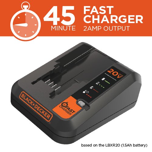 BLACK+DECKER 20V MAX Lithium Battery Charger, 2 Amp (BDCAC202B)
