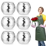 6 Pcs Disco Ball Vase,Plastic Disco Ball Centerpieces Silver Disco Ball Planter Mirror Disco Ball Ice Bucket Disco Ball Decor Can Be Used for Wedding Centerpieces,Birthday,Office(9 Inch)