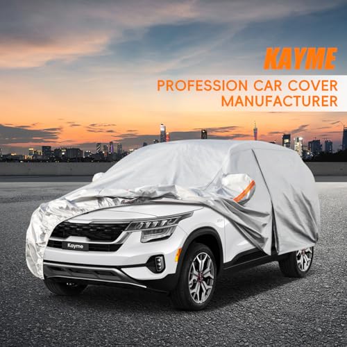 Image of Kayme 6 Layers SUV Car Cover Custom Fit for Kia Seltos(2019-2025) Waterproof All Weather for Automobiles, Outdoor Full Cover Rain Sun UV Protection.Silver