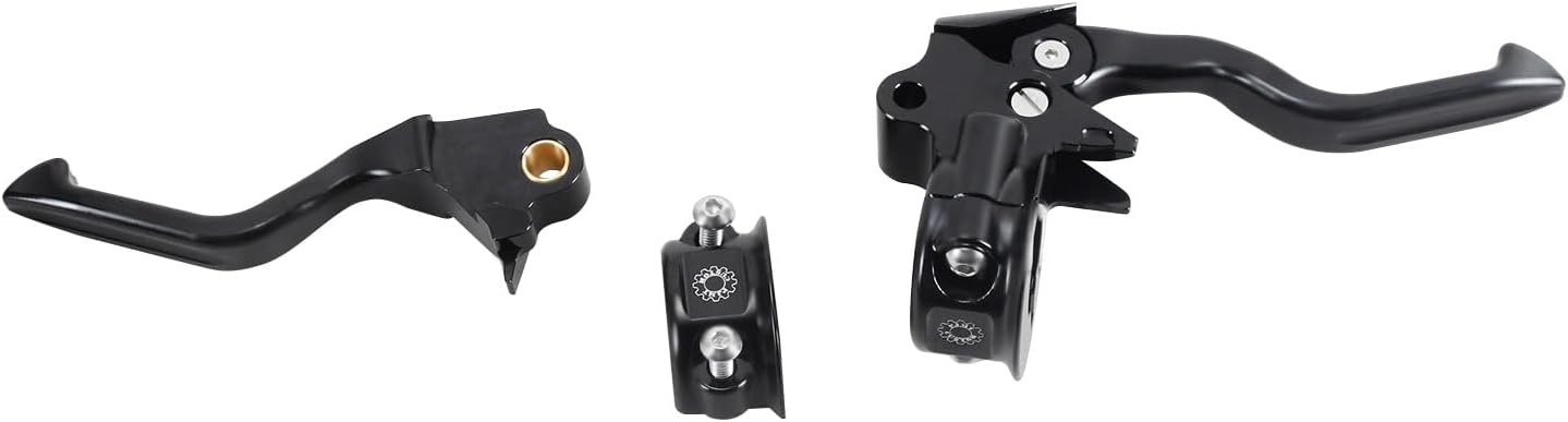 Black Easy Pull Hand Controls Clutch Brake Shift Levers with Clutch Handlebar Clamp Lever Brackets Fits for Harley Davidson 96-2003 Sportster, 96-2014 Dyna Softail, Tourings(Black)