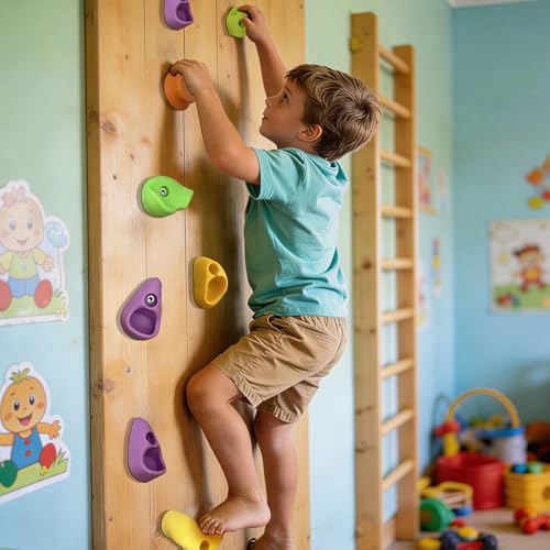 Image of 45 PCS Rock Climbing Wall for Kids,Rock Wall Climbing Holds,Adults Climbing Wall Grip Kits Holds Up to 230 lbs for Outdoor Indoor Home Playground Climbing Holds(Pastel Color)