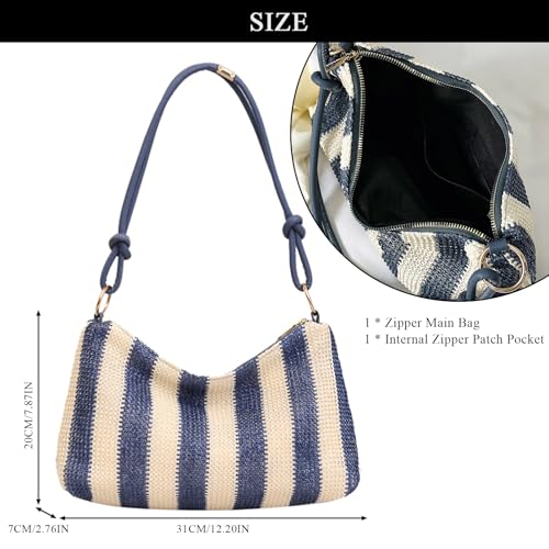 Straw Bags for Women, Summer Straw Shoulder Bag Trendy Straw Purses and Handbags3