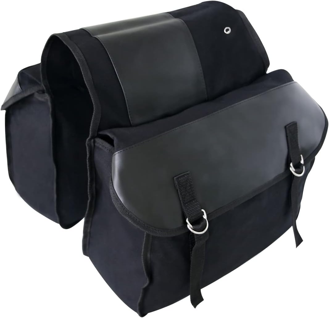 UNISTRENGH Bike Pannier Bags Canvas Cycling Equipment Pack Multifunctional Messenger Rear Seat Trunk Carrier Bag Bicycle Shelf Pack Saddle Bag for MTB, Riding, Bike Touring (Black)