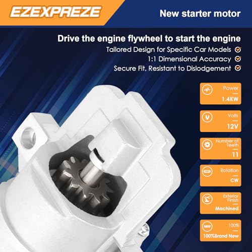Image of Ezexpreze 17914 Starter Motor Compatible with Mazda 3 04-09, 5 06-10, 6 06-07, CX-7 07-09, L4 2.3L, 12V 1.4KW 11 Teeth Clockwise, Replace# L327-18-400, L327-18-400R00, M0T87681, M000T87681