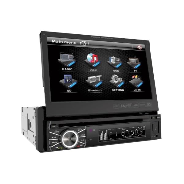 Power Acoustik PTID-8920B In-Dash DVD AM/FM Receiver with 7-Inch Flip-Out Touchscreen Monitor and USB/SD Input